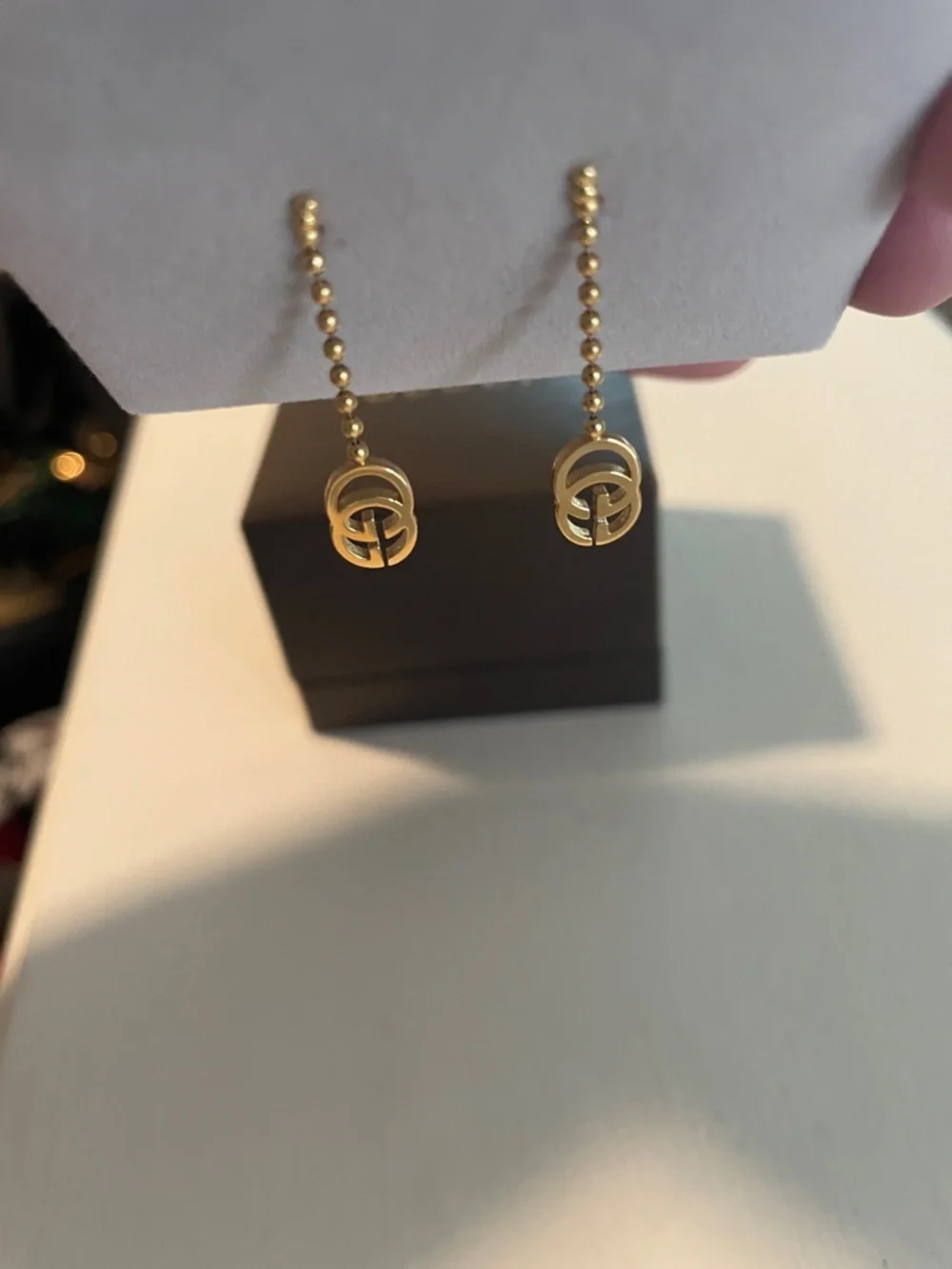 Gucci Gold Interlocking G Drop Chain Earrings - Picture 5 of 5